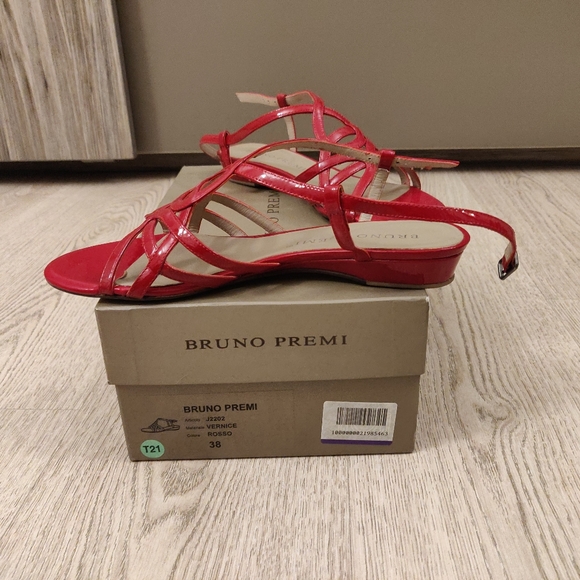 BrunoPremi, Ita!y, Red Sandals, Genuine Leather, Vanished Effect - Picture 3 of 9